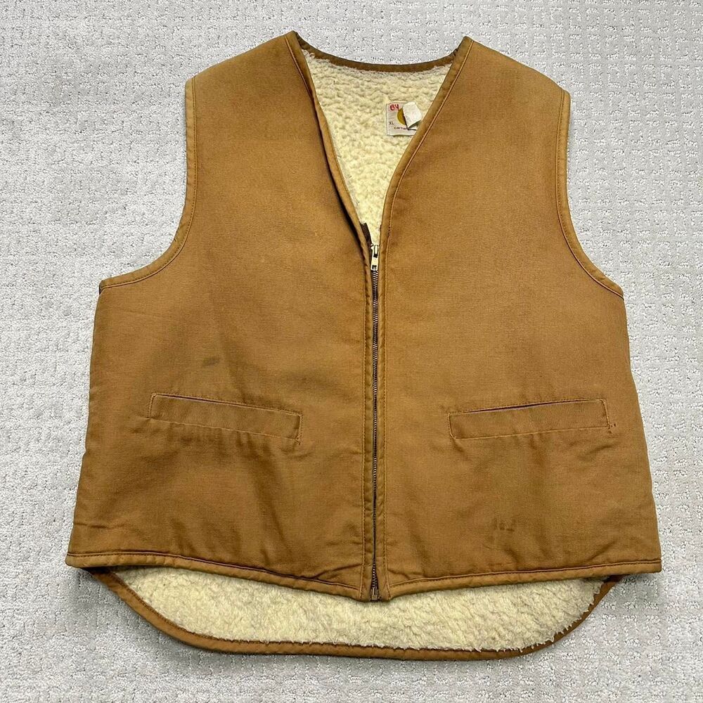 80s Carhartt Men's Brown and Tan vest